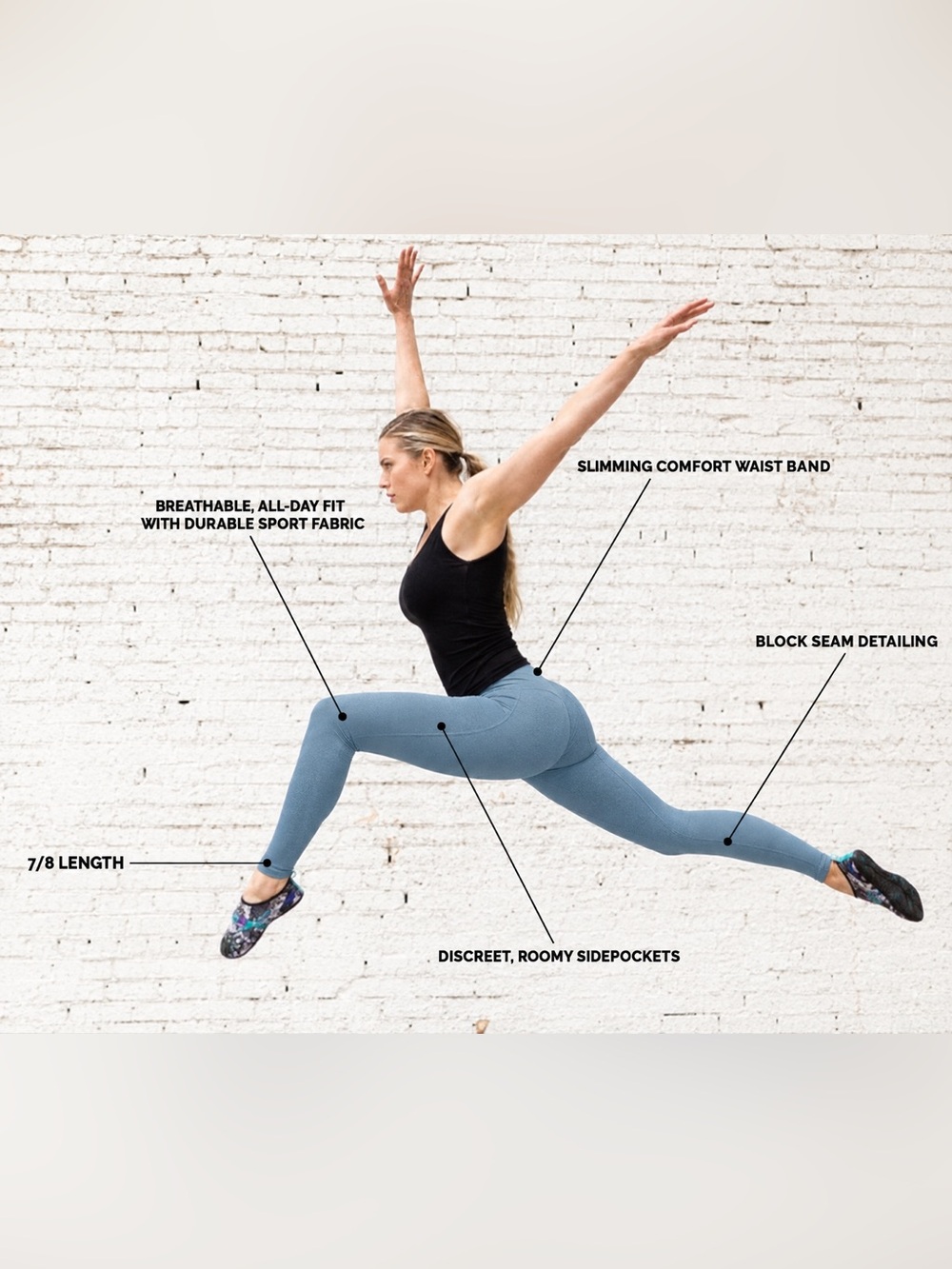 Fitkicks Crossovers NIP Active Lifestyle Leggings Sport Pocket Comfy Mid Rise L